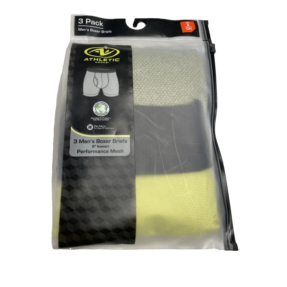 athletic works mens 3 pairs boxer briefs performance mesh size‎ small 28 30